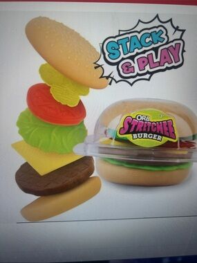 ORB Toys Stretched Burger Stack, Flip, Smush, shape, Splaat, Drop, Stretch!